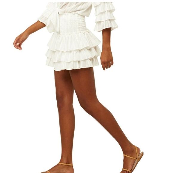 MISA Agnes Smocked Tiered mini skirt in XS . NWT - Picture 2 of 10